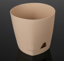 Горшок для цветов пластиковый Amsterdam с прикорневым поливом 0,65л d-11см молочный шоколад InGreen ING6198МШОК