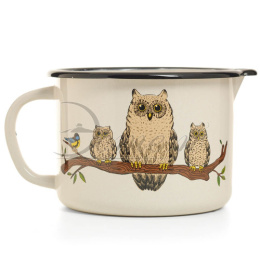 Кружка эмалированная 1,0л с носиком с декором Совы Эстет ЭТ-72304