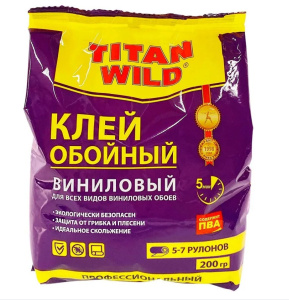 Клей обойный Titan Wild виниловый 200г, в пакете Titan Wild