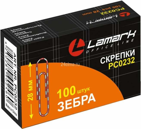 Скрепки 28мм 100шт. Lamark Зебра 128/80500