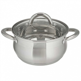 Кастрюля из нержавеющей стали  5,0л 220мм стеклянная крышка, Aurora Webber BE-354/2