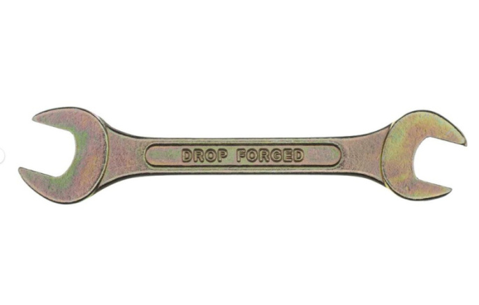 Ключ рожковый 10х11мм желтый цинк Сибртех 14304