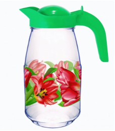 Кувшин стеклянный 1,5 л с крышкой Тюльпаны Декостек 1607-Д