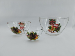 Набор салатников стеклянных 3шт. 110мм/250мл, 160мм/800мл, 190мм/1,75л Зимняя фантазия, в ассортименте, в п/у Gid Glass D1326/01+1425/01+D1322/01