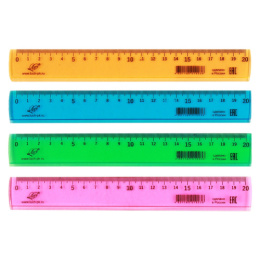 Линейка пластиковая 20см Луч Луна, прозрачная тонированная ассорти 33С 2157-08