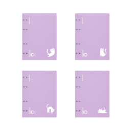 Тетрадь 100 листов ErichKrause Iq Fineline Brave Cats, на кольцах, пластиковая обложка, фиолетовая 60674