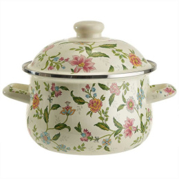 Кастрюля эмалированная Прованс 2,0л грушевидная с металл. крышкой Metalloni EM-1505