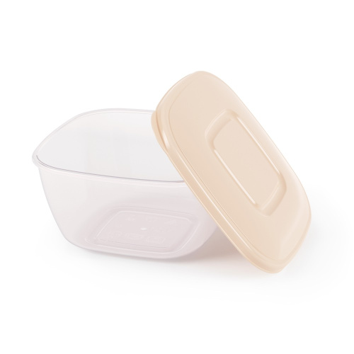 Контейнер для СВЧ пластиковый 1,2л квадратный, бежевый Альтернатива М8789
