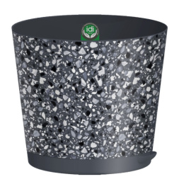 Горшок для цветов пластиковый Stone Flower с прикорневым поливом 4,0л d-20см с декором серый IDIland 221607035/01