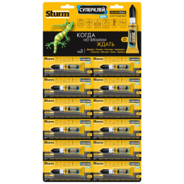 Суперклей-гель "STURM", 3г, на мультикарте, 12 шт 07-17-37
