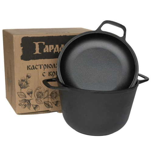 Кастрюля чугунная  6л крышка - сковорода Гардарика 1306-4