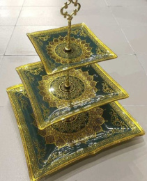 Блюдо 3 яруса стеклянное квадратное, в п/у Lorenza 7021/34