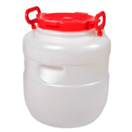 Бочка  30л пластиковая пищевая круглая, горловина d-19,5см с навесными ручками Дачная белая Радиан