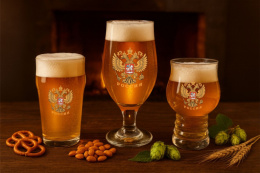 Набор Подарочный стеклянный  3 предмета Пивная Трилогия (3 бокала для пива) Герб России, в п/у Декостек 1209-Д