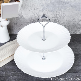 Блюдо 2 яруса стеклокерамическое 215/260мм Классика, белый, в инд/у White Lily LHP85/105/746569