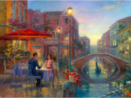 Алмазная мозаика на подрамнике 30х40см Венецианское свидание НД-0510