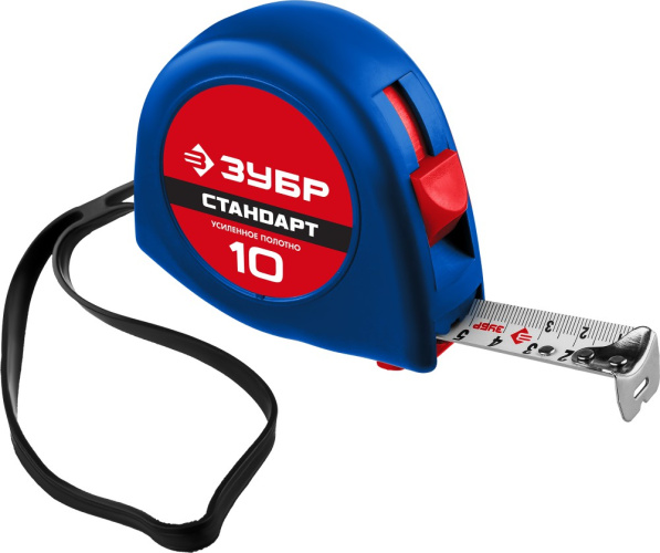 Рулетка 10м х 25мм обрезиненный корпус Зубр 34016-10
